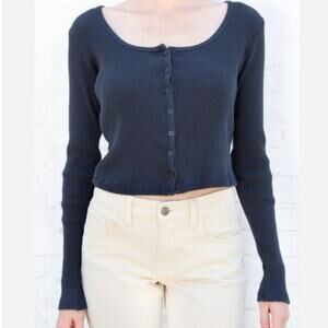 Brandy Melville Blue Button Down Long Sleeve Top one size